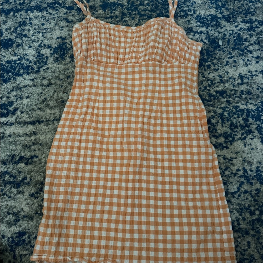 Urban Renewal Orange and White Checkered Mini Dress